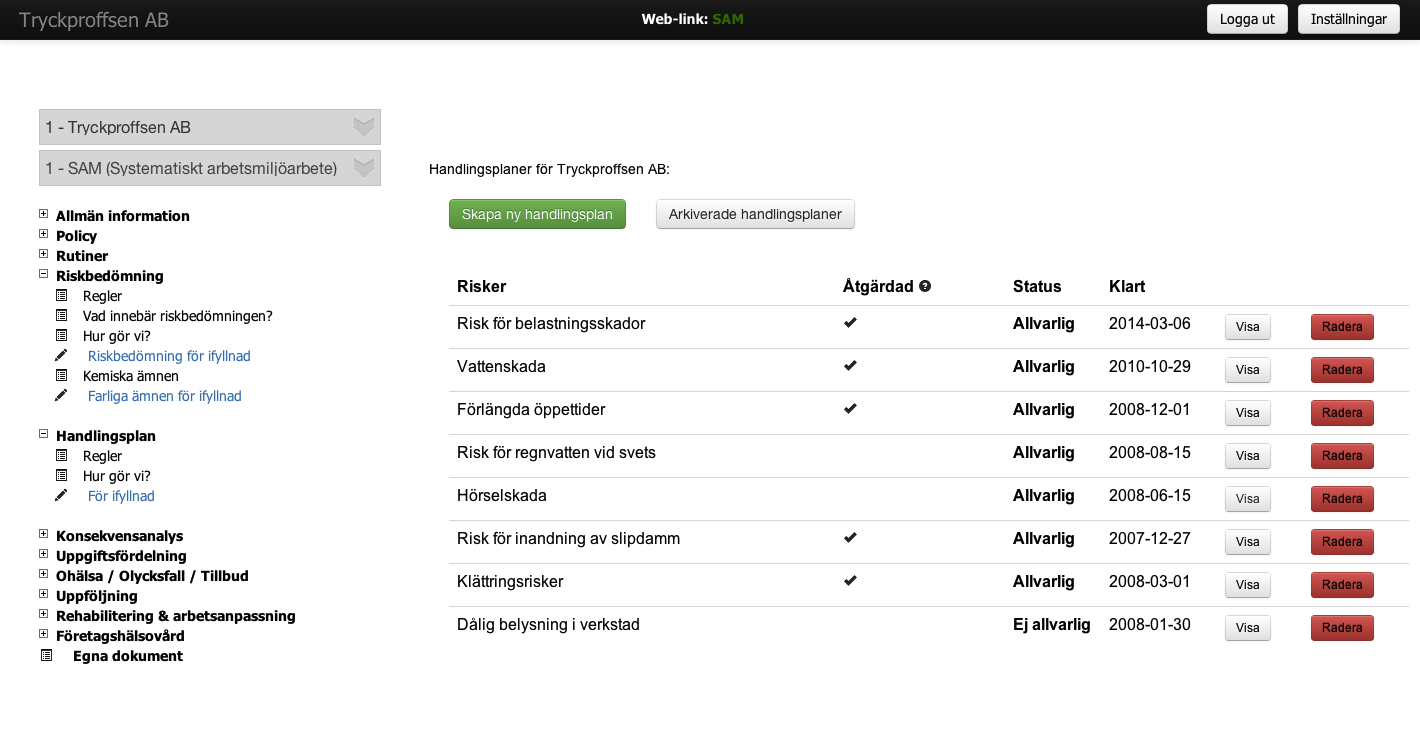 arbetsmilj hantering i web-link